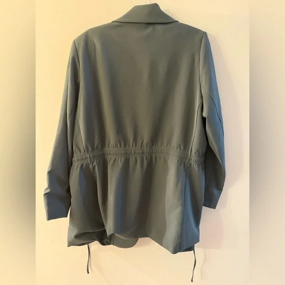 Athleta Blazer Womens Sz 20 Endless Primatwill Jacket Sage Green Open Tie Front - Picture 2 of 4